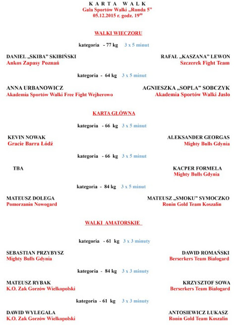 Gala Sportów Walki Runda 5