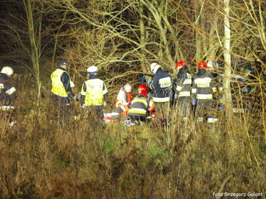 WV Golf zjechał z drogi. 