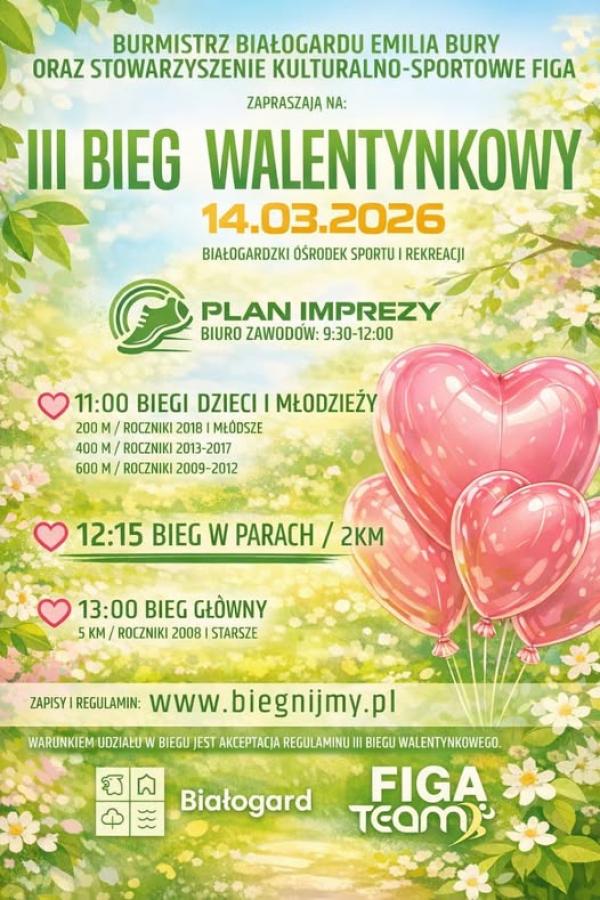 Białogard znów pobiegnie – w sobotę III Bieg Walentynkowy