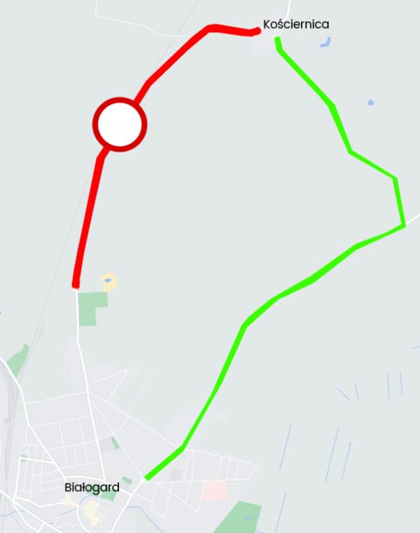 Zamknięta Droga Białogard - Kościernica
