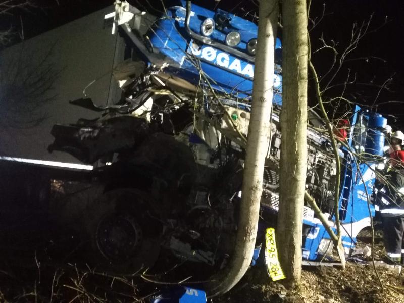 Tir uderzył w drzewo - obywatel Danii był pijany, trafił do aresztu! 