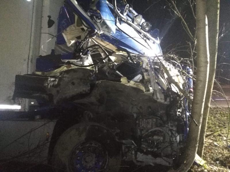 Tir uderzył w drzewo - obywatel Danii był pijany, trafił do aresztu! 