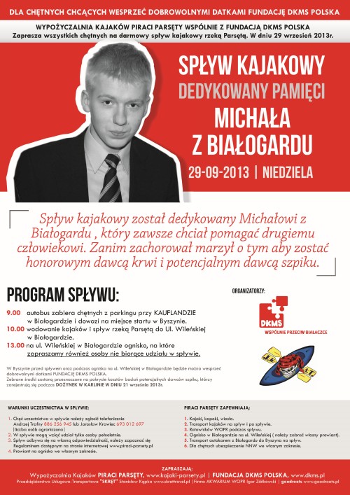 SPŁYW KAJAKOWY DEDYKOWANY PAMIĘCI MICHAŁA