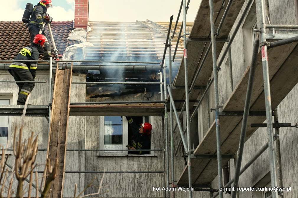 Pożar poddasza w Białogardzie 