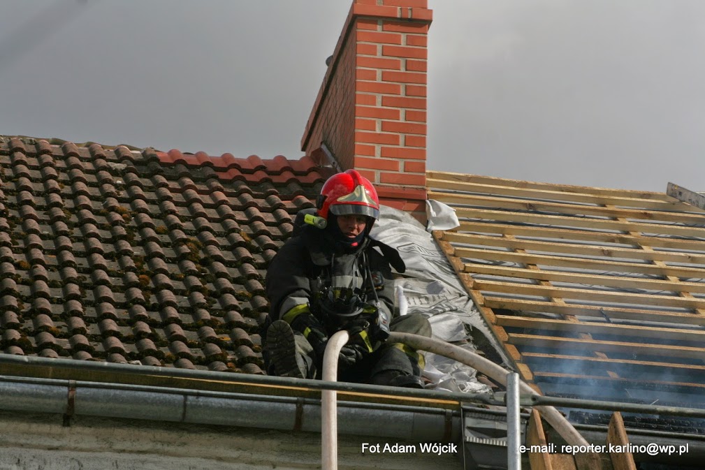 Pożar poddasza w Białogardzie 