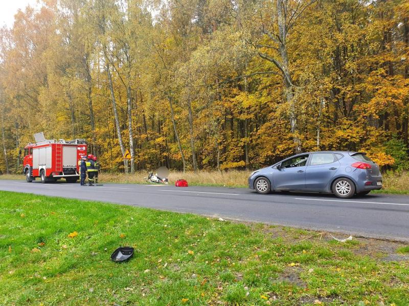Potrącenie motorowerzysty pod Białogardem na dw 163