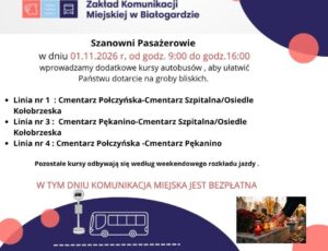 1 listopada – dodatkowe kursy autobusów miejskich